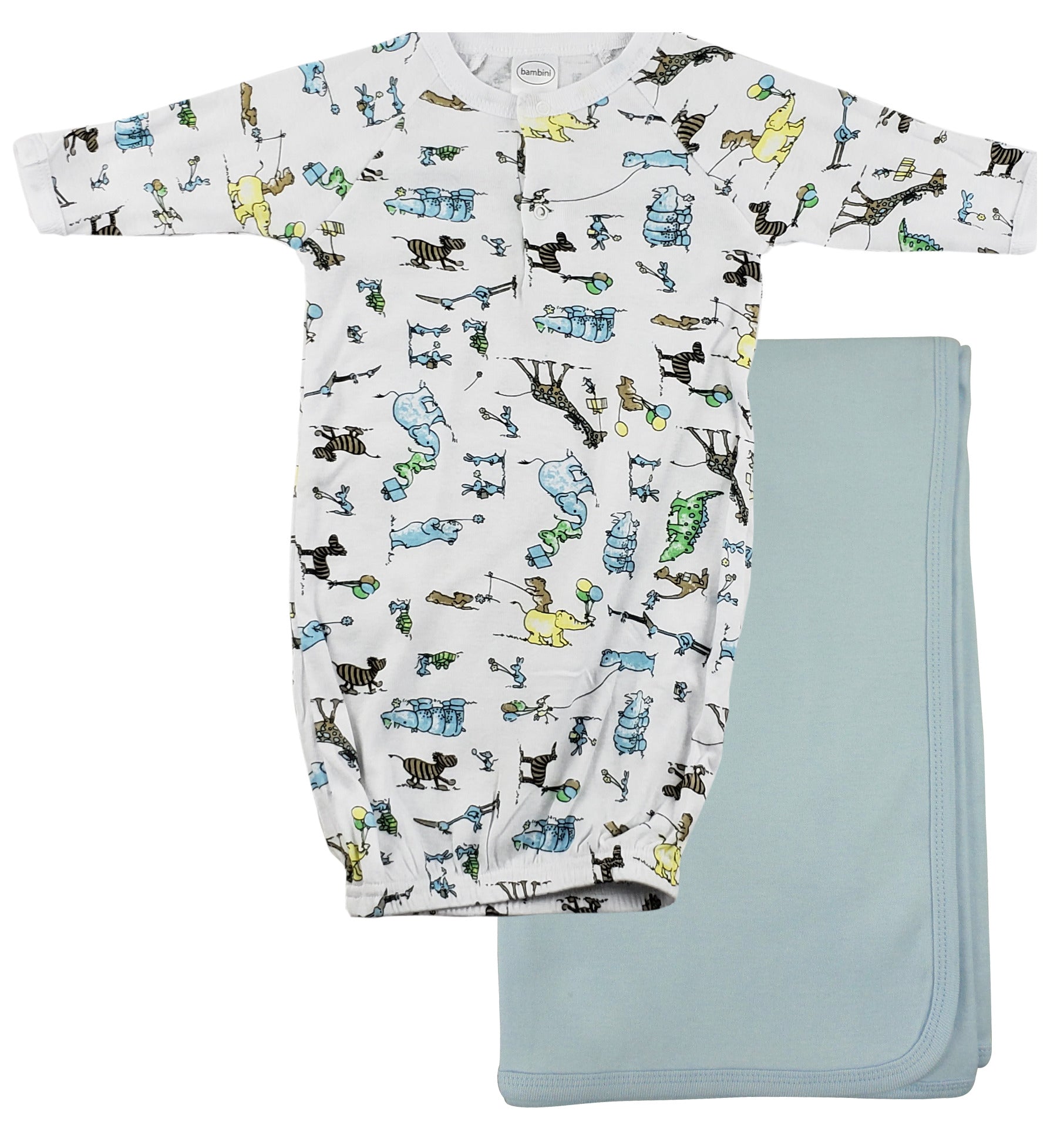 Bambini Print Infant Gown and Recieving Blanket